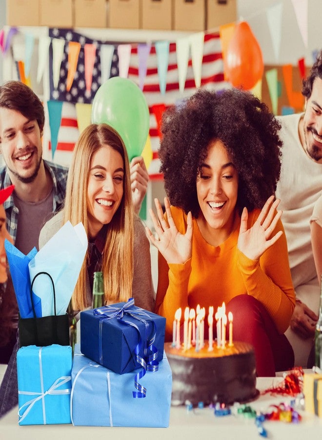 بيشيدا ورق تغليف هدايا من بيشيدا، 100 ورقة، سلسلة زرقاء، ورق تغليف لأكياس الهدايا، مقاس 14 × 20 بوصة، مناسب لأعياد الميلاد وحفلات الزفاف والتخرج والأعمال اليدوية والزهور في المناسبات (سلسلة زرقاء). - Image 4